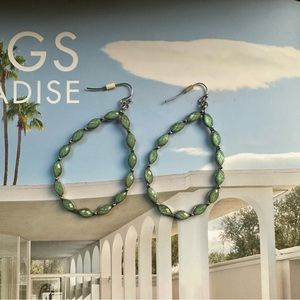 Teal - Seafoam - Light Green Tear-Shaped Hoop Earrings